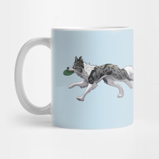 Running Blue Merle Border Collie with Frisbee Mug